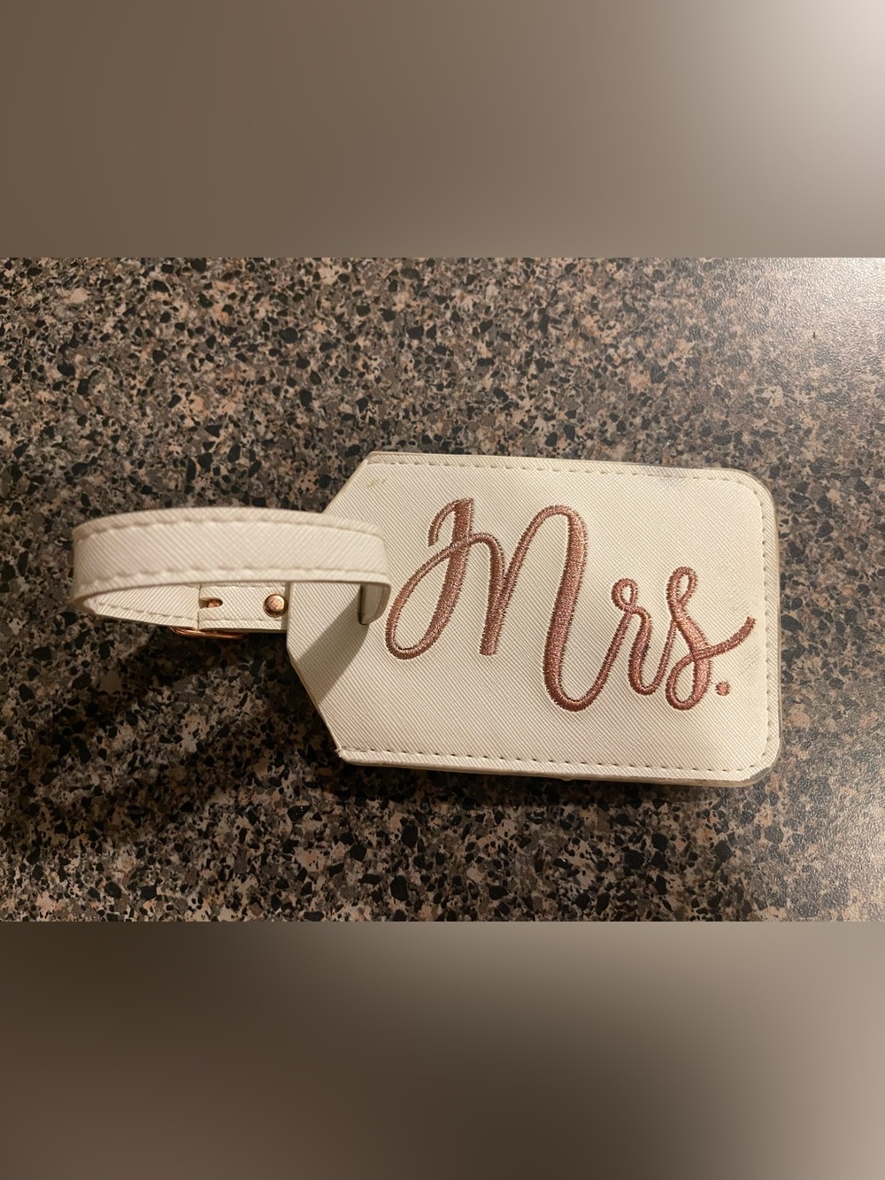 White & Rose Gold "Mrs." Luggage Tag